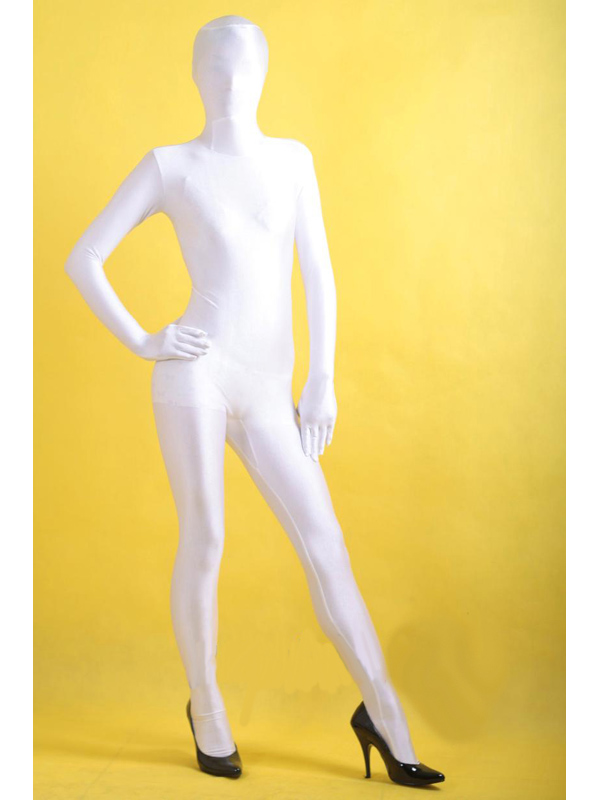 Unicolor White Lycra Unisex Zentai Suit [20135]